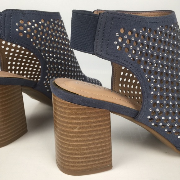 Andrew Geller blue punched leather w/ studs 10 - Picture 7 of 8